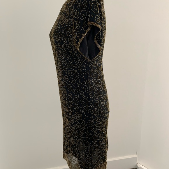 Vintage 80s/90s Beaded Cocktail Short Sleeved Dress. Size M. - Picture 2 of 16